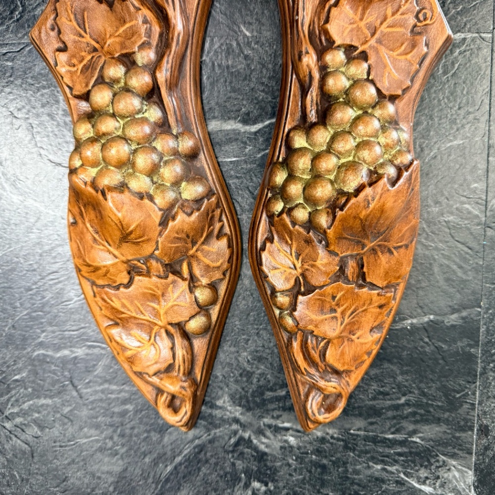 1970’s Wall Sconces with Grape Decor and Candles - Picture 6 of 16